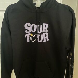 Black Hoodie with Graphic Print - Olivia Rodrigo Sour Tour merch